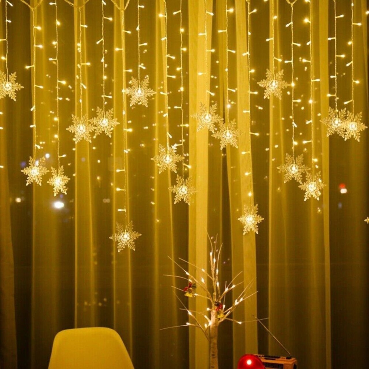 Plastic LED Snowflake String Lights for Christmas Hanging Decor